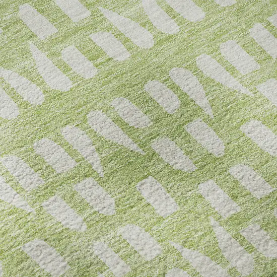 Green And Ivory Geometric Washable Area Rug With UV Protection Photo 9