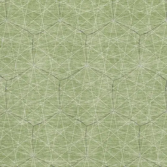 Green And Ivory Geometric Washable Area Rug With UV Protection Photo 2