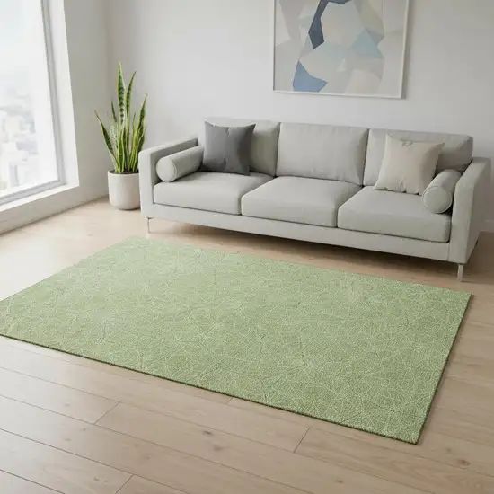 Green And Ivory Geometric Washable Area Rug With UV Protection Photo 2