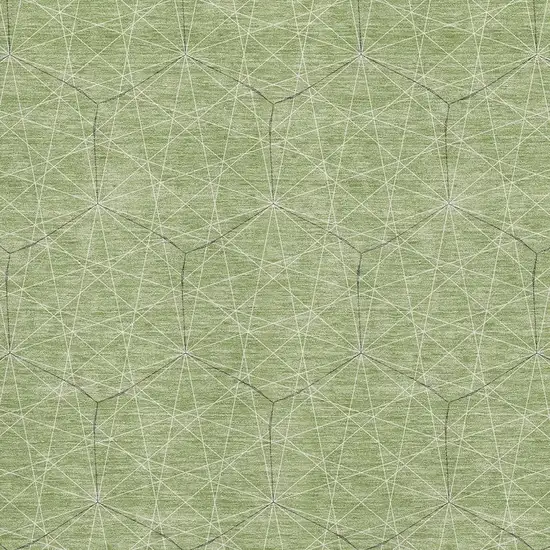 Green And Ivory Geometric Washable Area Rug With UV Protection Photo 2