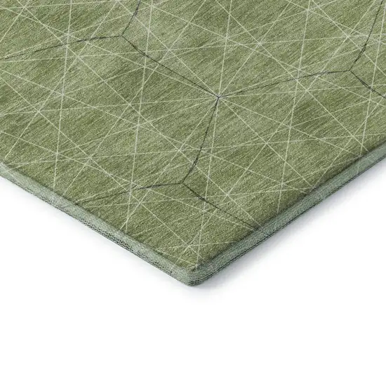 Green And Ivory Geometric Washable Area Rug With UV Protection Photo 7