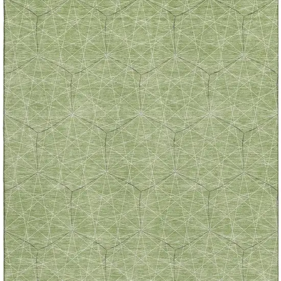 Green And Ivory Geometric Washable Area Rug With UV Protection Photo 3
