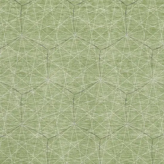 Green And Ivory Geometric Washable Area Rug With UV Protection Photo 2