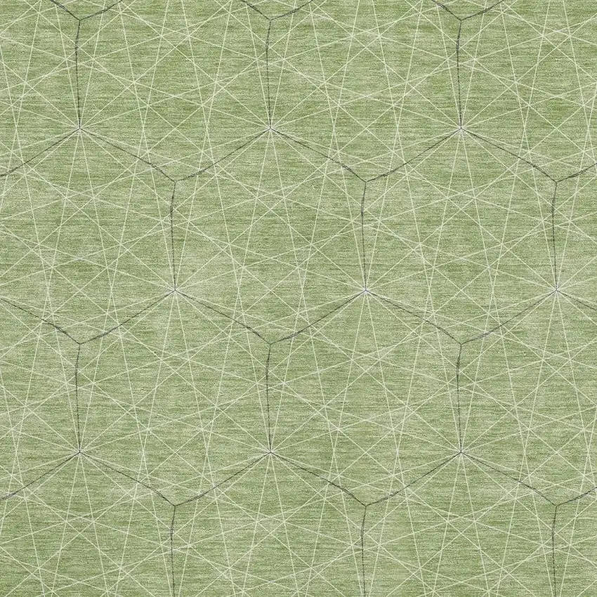 Green And Ivory Geometric Washable Area Rug With UV Protection Photo 2