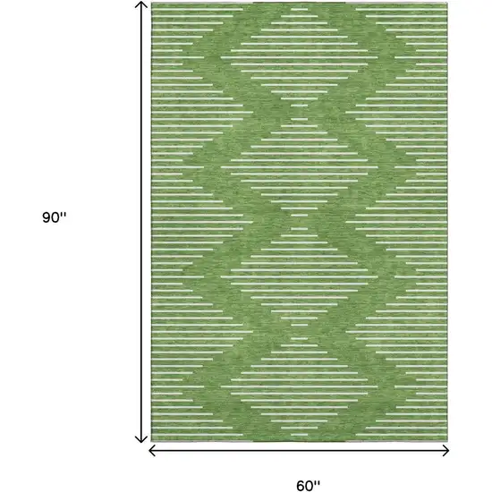 Green And Ivory Geometric Washable Area Rug With UV Protection Photo 6