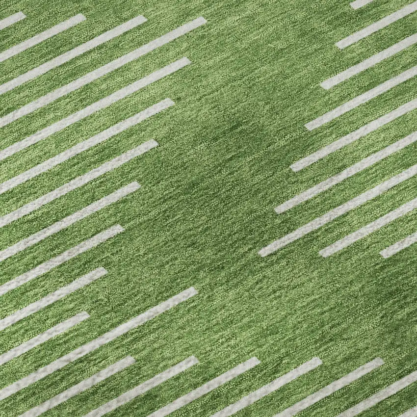 Green And Ivory Geometric Washable Area Rug With UV Protection Photo 9