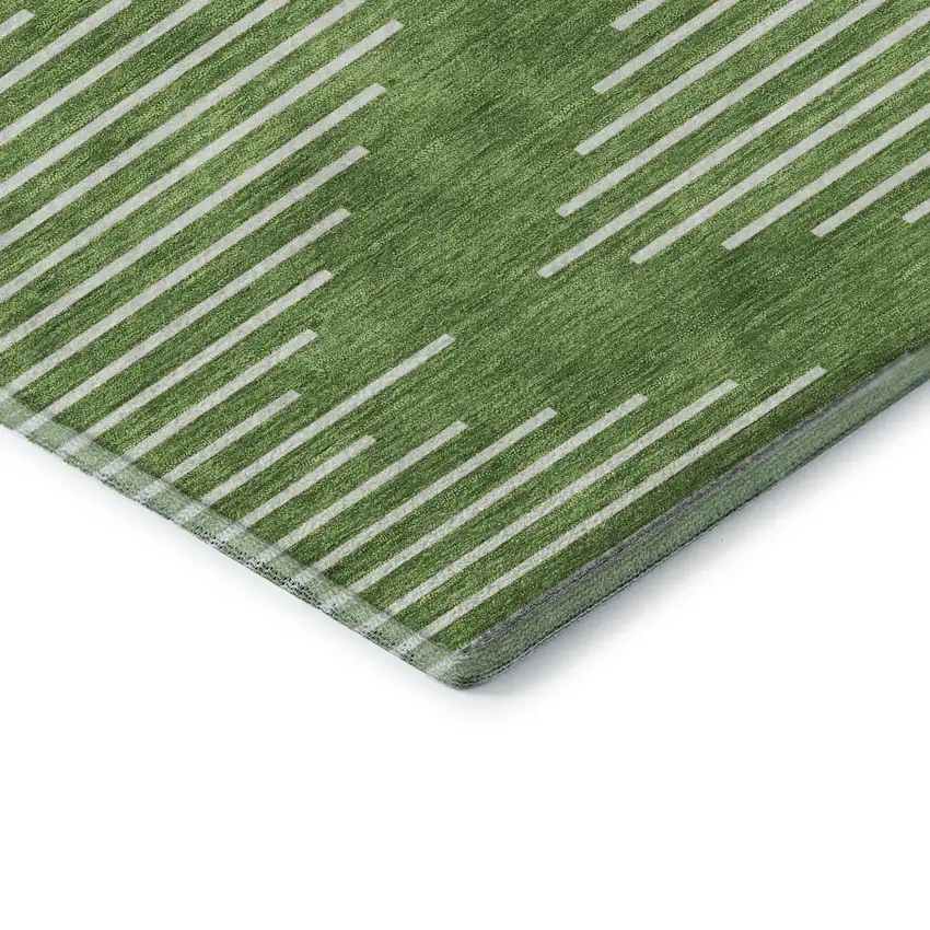 Green And Ivory Geometric Washable Area Rug With UV Protection Photo 7