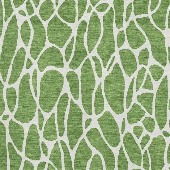 Green And Ivory Geometric Washable Area Rug With UV Protection Photo 2