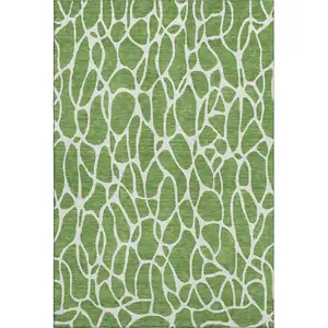 Photo of Green And Ivory Geometric Washable Area Rug With UV Protection