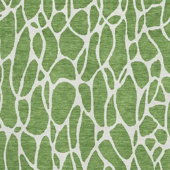 Green And Ivory Geometric Washable Area Rug With UV Protection Photo 2