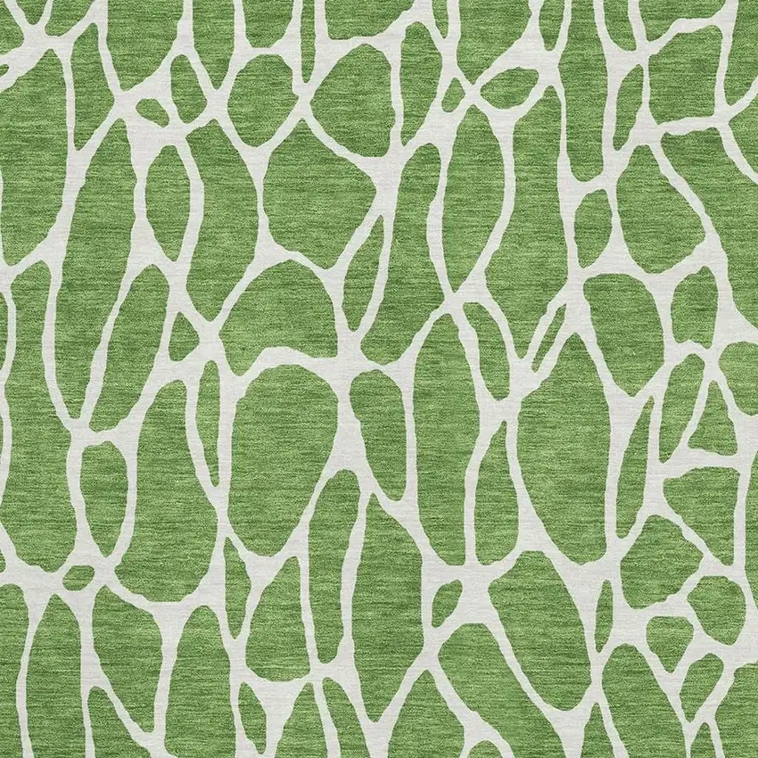 Green And Ivory Geometric Washable Area Rug With UV Protection Photo 2