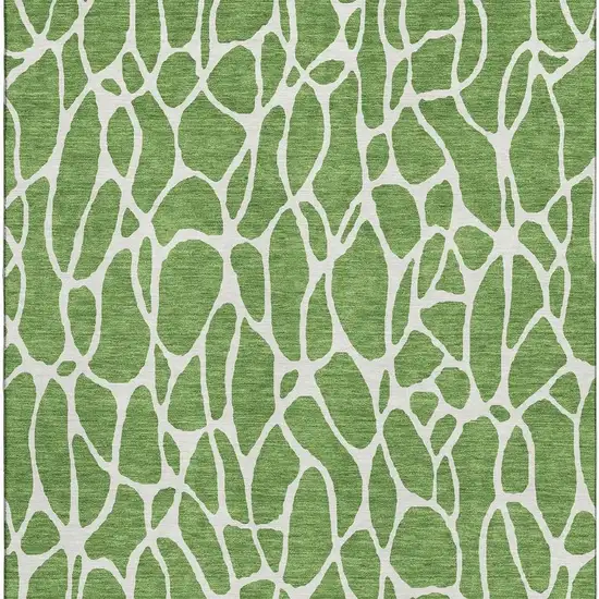 Green And Ivory Geometric Washable Area Rug With UV Protection Photo 3