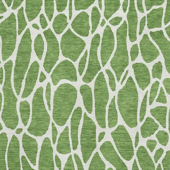 Green And Ivory Geometric Washable Area Rug With UV Protection Photo 2