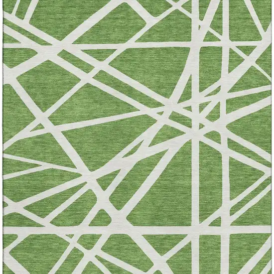 Green And Ivory Geometric Washable Area Rug With UV Protection Photo 2