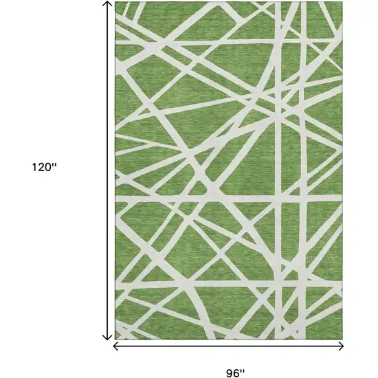 Green And Ivory Geometric Washable Area Rug With UV Protection Photo 8