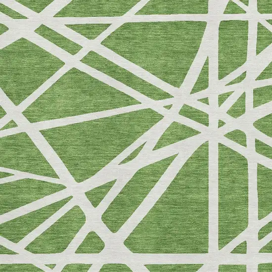 Green And Ivory Geometric Washable Area Rug With UV Protection Photo 2