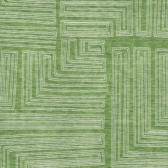 Green And Ivory Geometric Washable Area Rug With UV Protection Photo 2