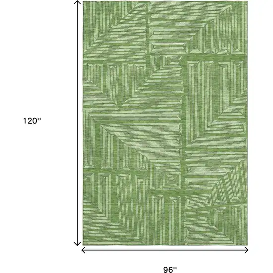 Green And Ivory Geometric Washable Area Rug With UV Protection Photo 8