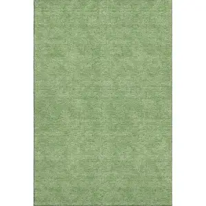 Photo of Green And Ivory Geometric Washable Area Rug With UV Protection
