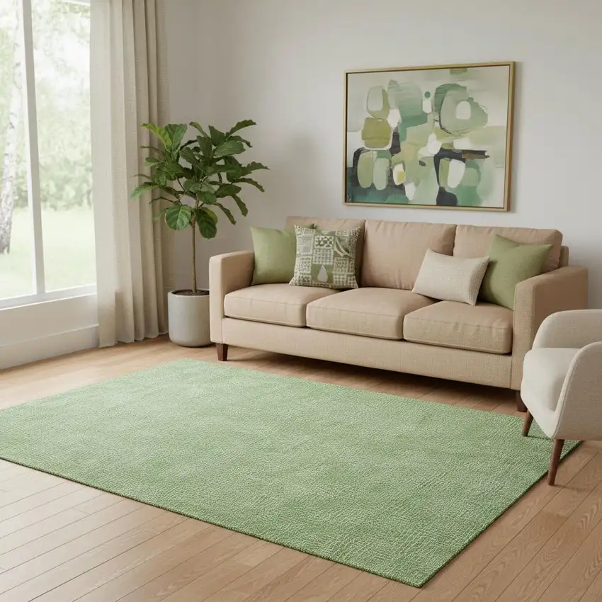 Green And Ivory Geometric Washable Area Rug With UV Protection Photo 2