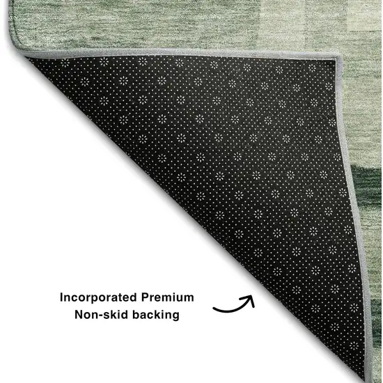 Green And Ivory Geometric Washable Area Rug With UV Protection Photo 6