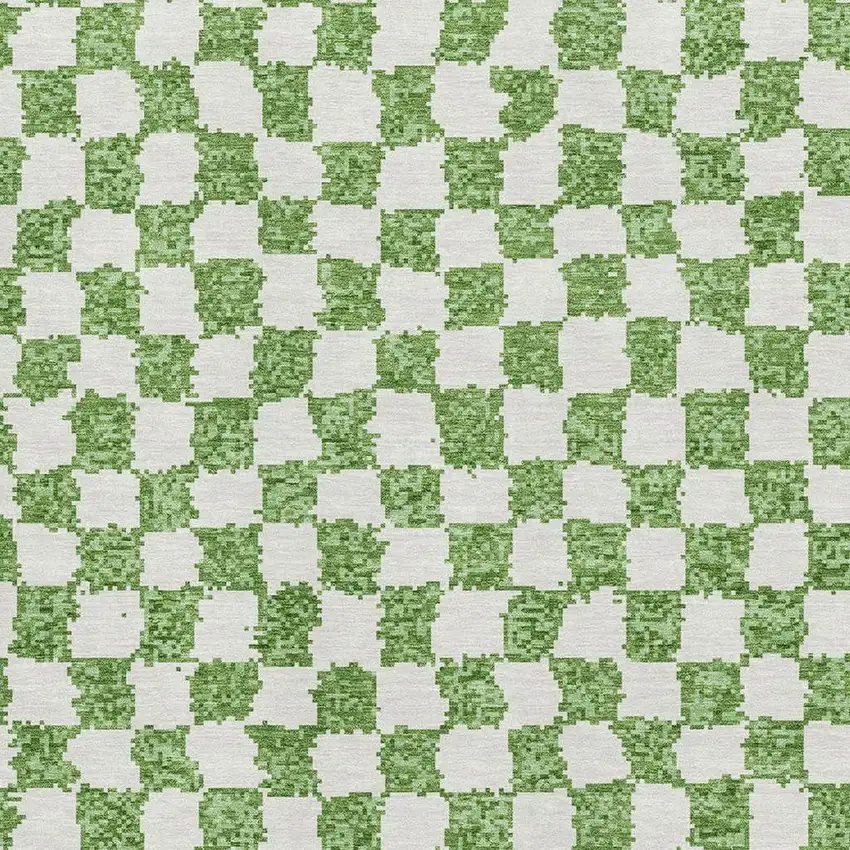 Green And Ivory Geometric Washable Area Rug With UV Protection Photo 3