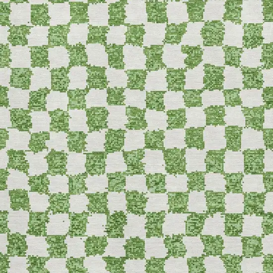 Green And Ivory Geometric Washable Area Rug With UV Protection Photo 3
