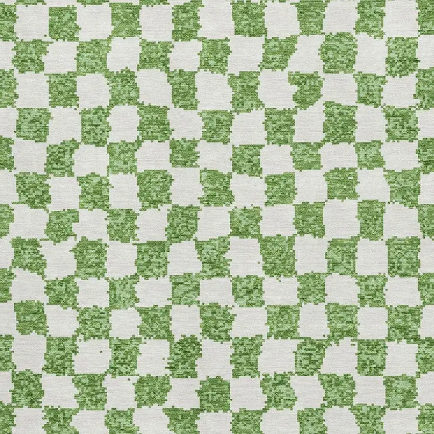 Green And Ivory Geometric Washable Area Rug With UV Protection Photo 3