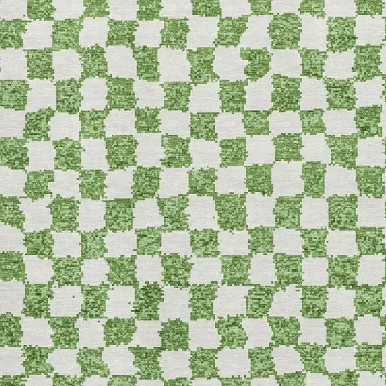 Green And Ivory Geometric Washable Area Rug With UV Protection Photo 3