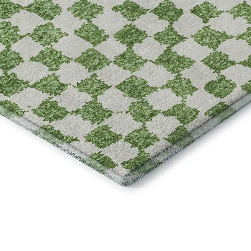 Green And Ivory Geometric Washable Area Rug With UV Protection Photo 8