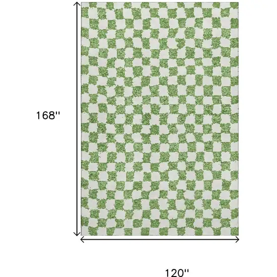 Green And Ivory Geometric Washable Area Rug With UV Protection Photo 9