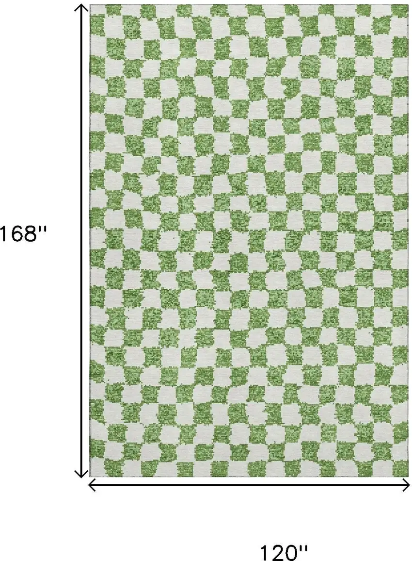 Green And Ivory Geometric Washable Area Rug With UV Protection Photo 9