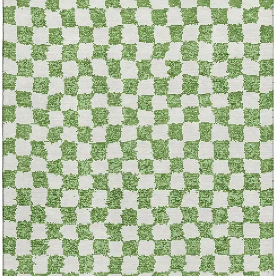 Green And Ivory Geometric Washable Area Rug With UV Protection Photo 4