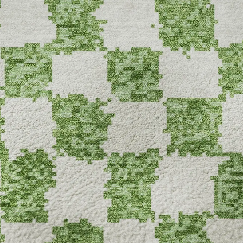 Green And Ivory Geometric Washable Area Rug With UV Protection Photo 8
