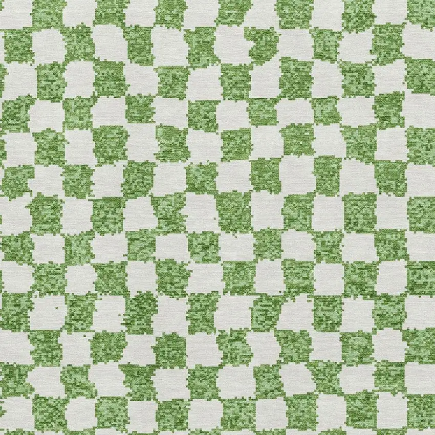 Green And Ivory Geometric Washable Area Rug With UV Protection Photo 3