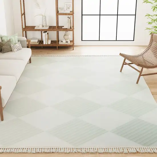 Green And Ivory Geometric Washable Area Rug Photo 6