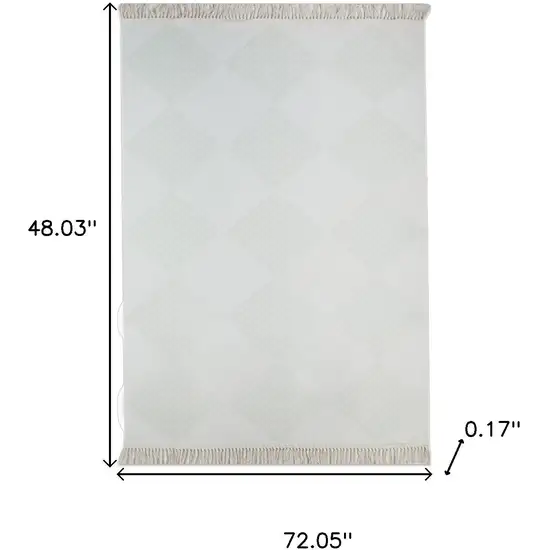 Green And Ivory Geometric Washable Area Rug Photo 8