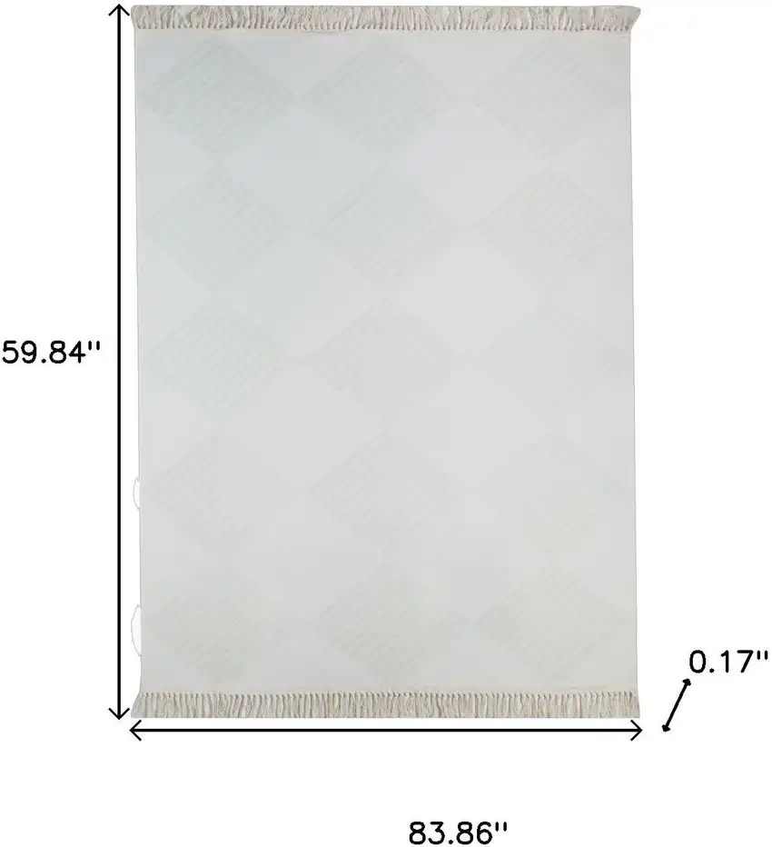 Green And Ivory Geometric Washable Area Rug Photo 8