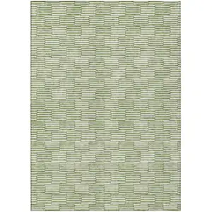 Photo of Green And Ivory Geometric Washable Indoor Outdoor Area Rug