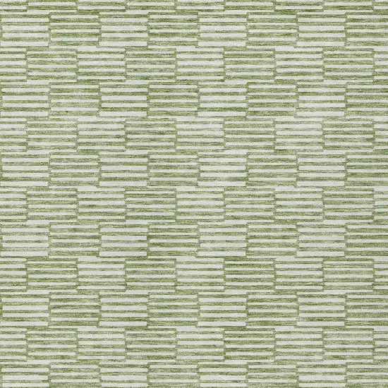 Green And Ivory Geometric Washable Indoor Outdoor Area Rug Photo 6