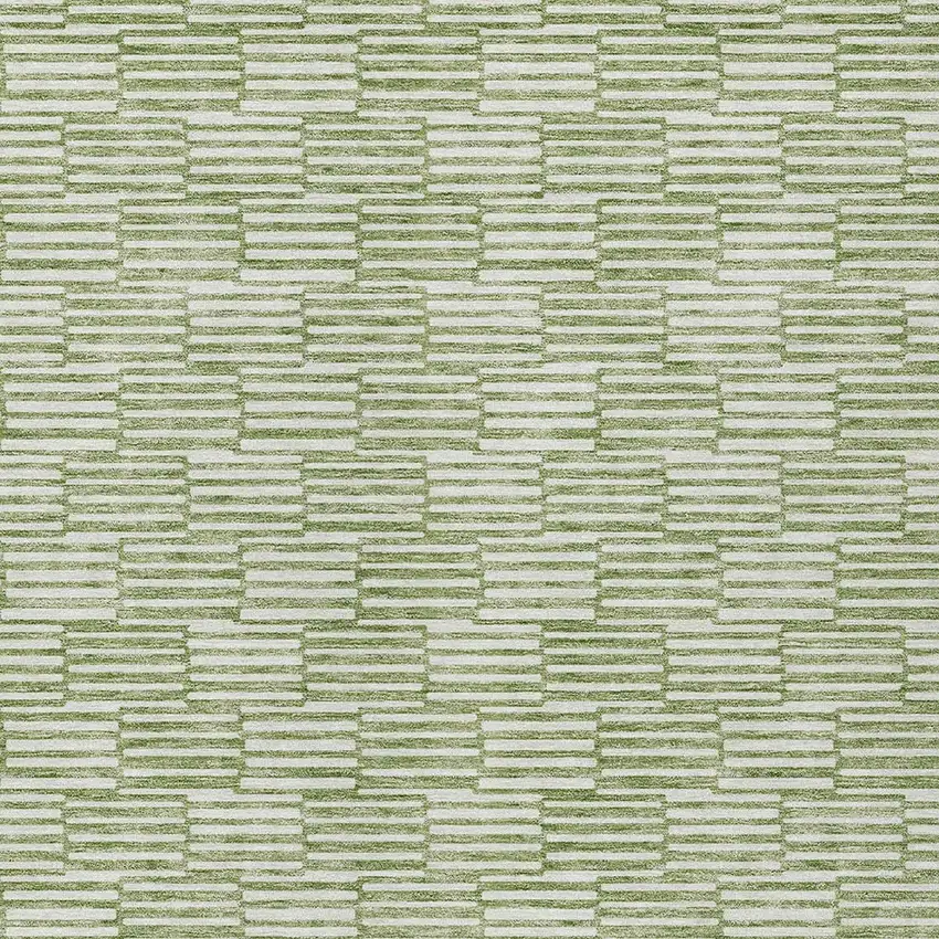 Green And Ivory Geometric Washable Indoor Outdoor Area Rug Photo 6