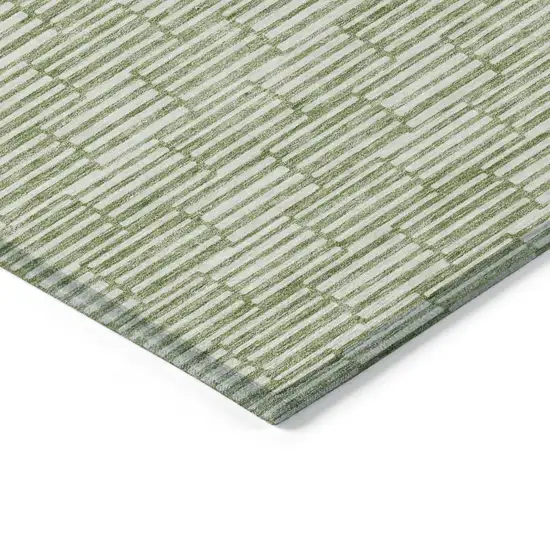 Green And Ivory Geometric Washable Indoor Outdoor Area Rug Photo 5