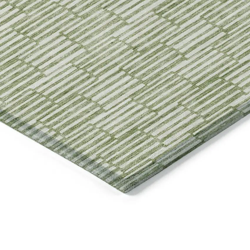 Green And Ivory Geometric Washable Indoor Outdoor Area Rug Photo 5