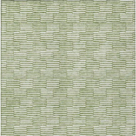 Green And Ivory Geometric Washable Indoor Outdoor Area Rug Photo 6