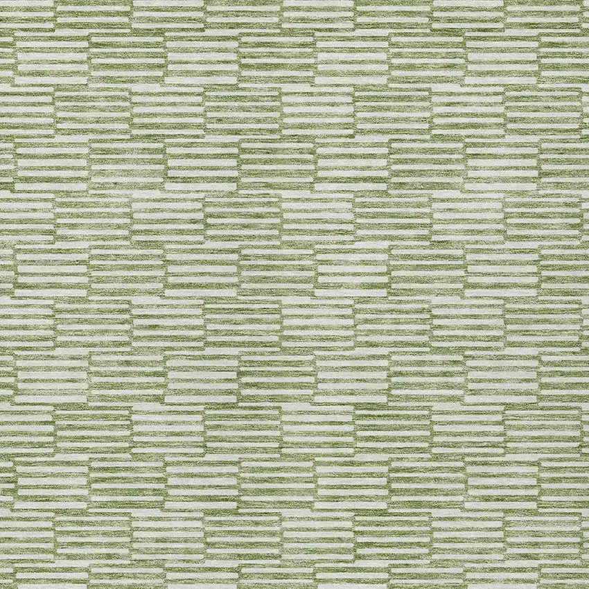 Green And Ivory Geometric Washable Indoor Outdoor Area Rug Photo 6