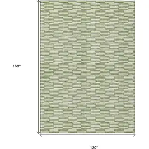 Photo of Green And Ivory Geometric Washable Indoor Outdoor Area Rug