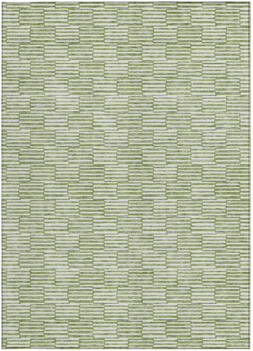 Green And Ivory Geometric Washable Indoor Outdoor Area Rug Photo 7