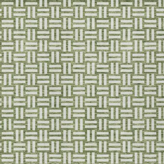 Green And Ivory Geometric Washable Indoor Outdoor Area Rug Photo 6