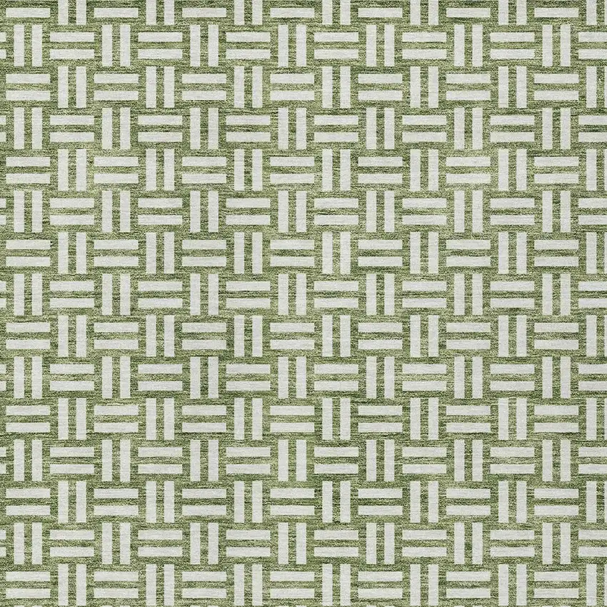 Green And Ivory Geometric Washable Indoor Outdoor Area Rug Photo 6