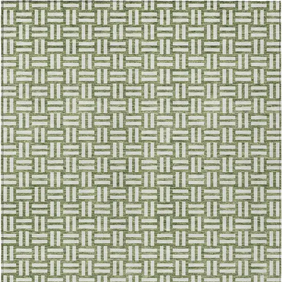 Green And Ivory Geometric Washable Indoor Outdoor Area Rug Photo 7